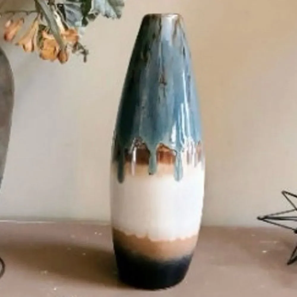 Ceramic Vase With Blue Drip Glaze